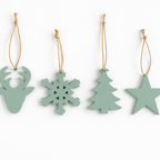 Chic Wooden Christmas Ornaments - Set of 4 - Aqua Green - Collectiggles