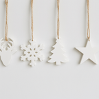 Chic Wooden Christmas Ornaments - Set of 4 - White - Collectiggles