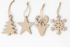 Chic Wooden Christmas Ornaments - Set of 4 - Beige - Collectiggles